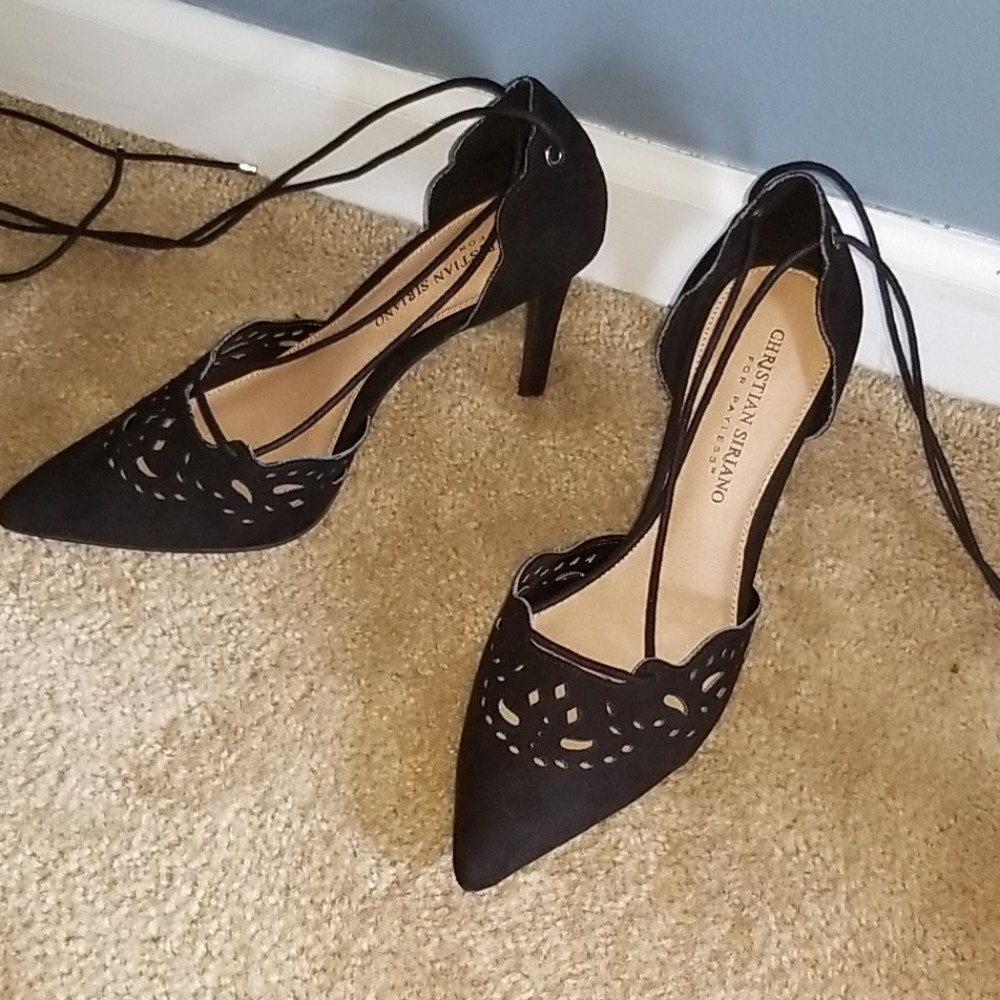 Black lace up heels